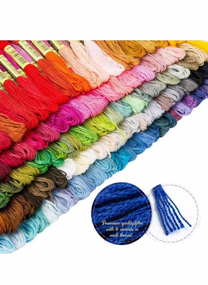 KASTWAVE - Embroidery Thread Cotton Embroidery Floss Cross Stitch Threads Crafts Sewing Threads with Embroidery Kits for Bracelets Knitting Cross Stitch DIY Crafts - Random Colours 150 Skeins - Image 1