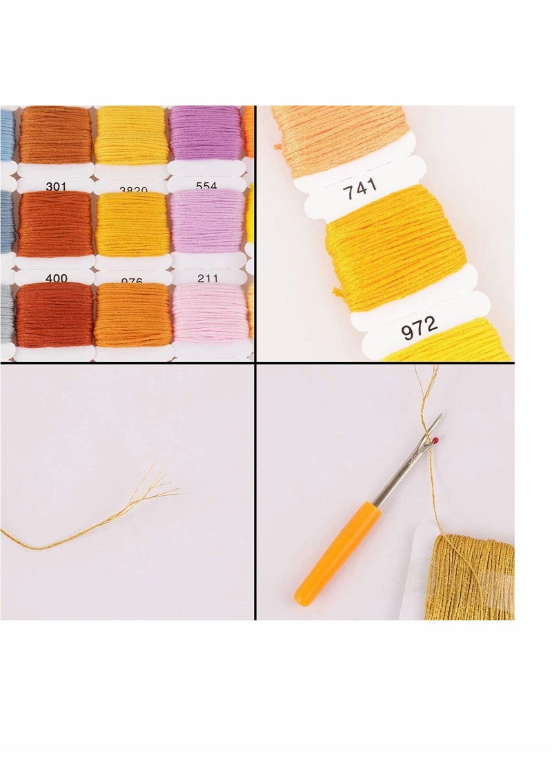 KASTWAVE - Embroidery Thread Cotton Embroidery Floss Cross Stitch Threads Crafts Sewing Threads with Embroidery Kits for Bracelets Knitting Cross Stitch DIY Crafts - Random Colours 150 Skeins - Image 1