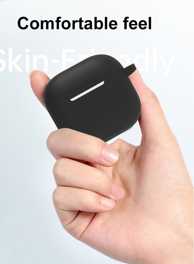 Apple AirPods 4 protective earphone cover silicone box with hook, black - Image 3