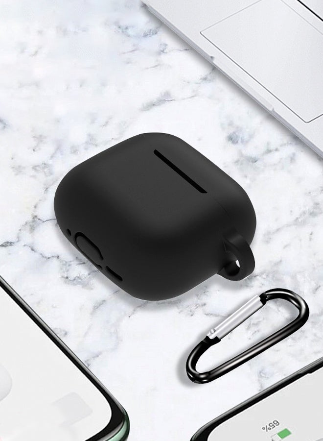 Apple AirPods 4 protective earphone cover silicone box with hook, black - Image 3