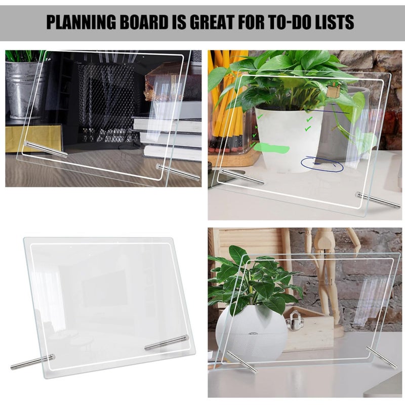 Clear Acrylic Desktop Whiteboard Dry Erase Memo Board with 2 Thumbtacks for Office Home School - Image 5