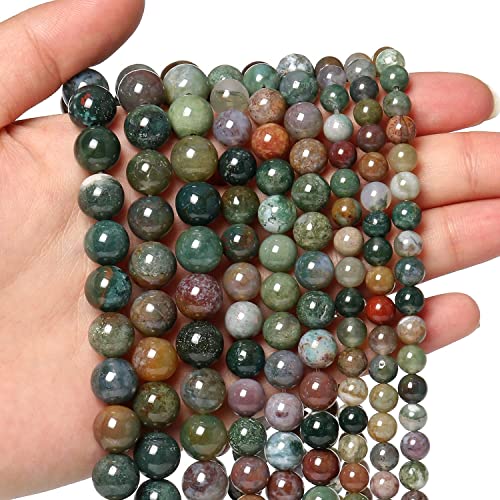 45pcs 8mm Natural Stone Beads Indian Agate Beads Energy Crystal Healing Power Gemstone for Jewelry Making DIY Bracelet Necklace