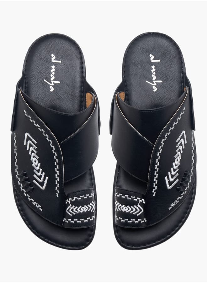 Al Waha Men's Textured Slip-On Arabic Sandals  - Image 1
