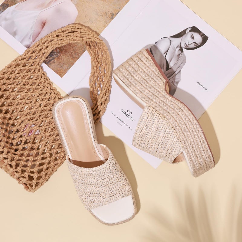 EQAUDES Platform Sandal Wedge Espadrille Sandals for Women Cute Summer Beach Sandal Woven Straw Raffia Sandals Comfortable Dressy Vacation Sandals - Image 2