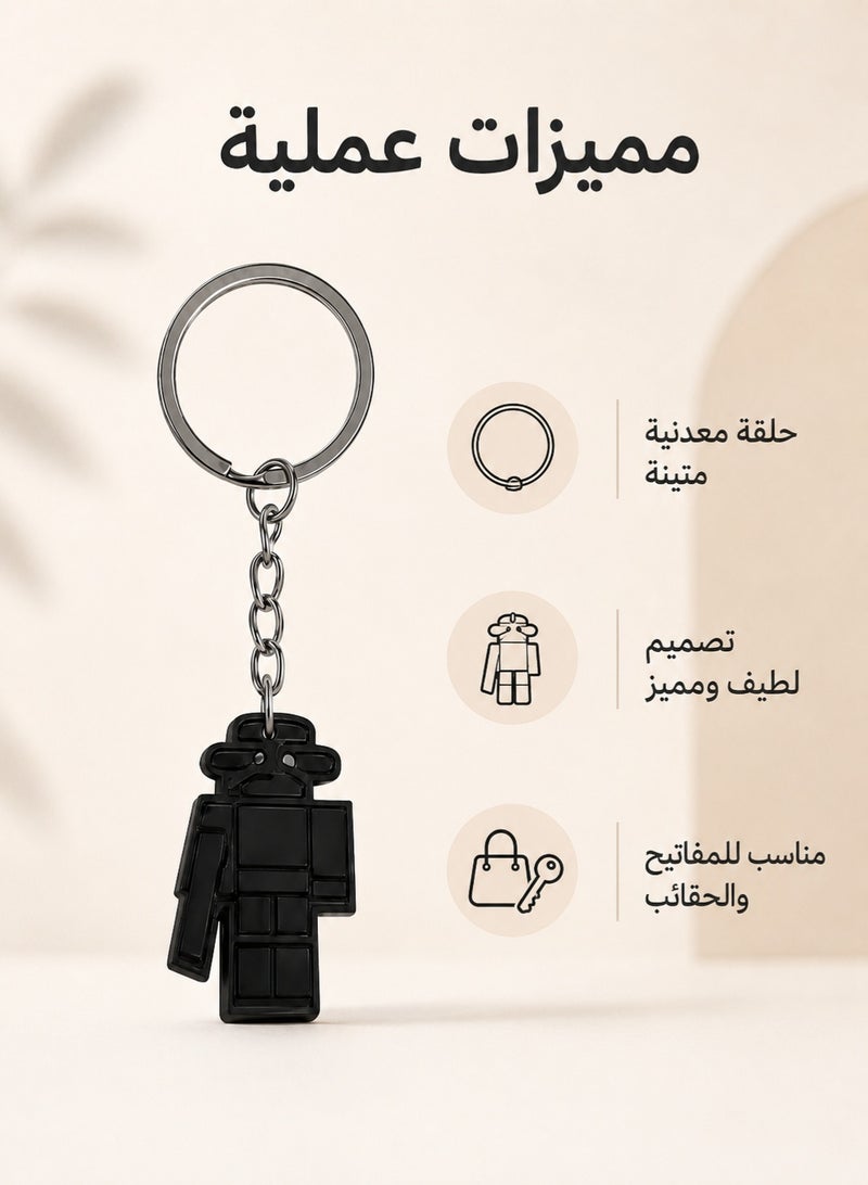 Black Cartoon Character Keychain With Metal Ring - Image 2