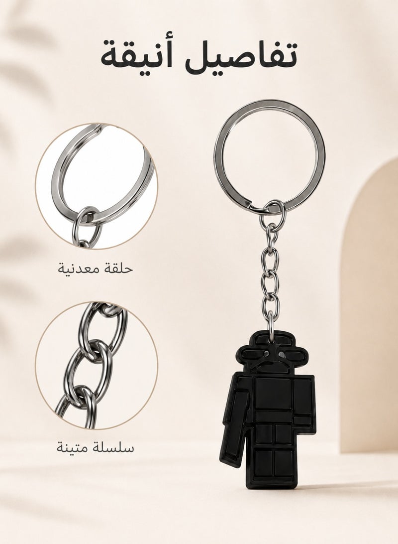 Black Cartoon Character Keychain With Metal Ring - Image 3