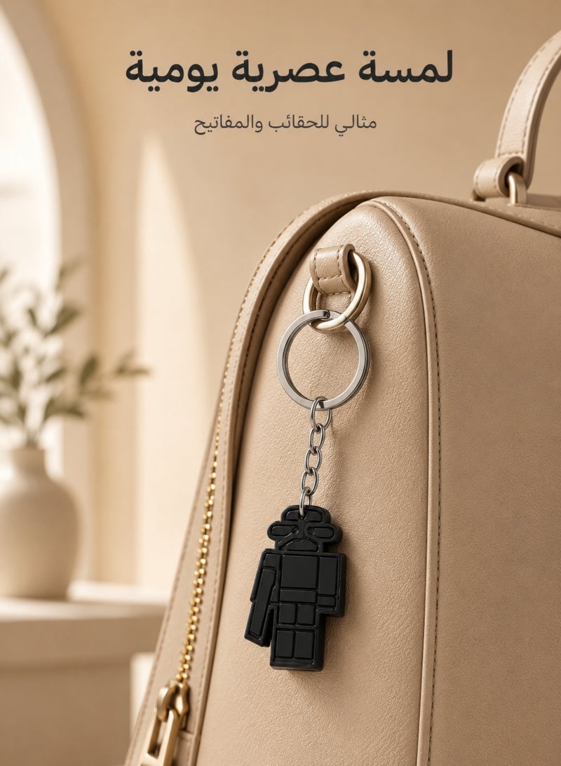 Black Cartoon Character Keychain With Metal Ring - Image 4
