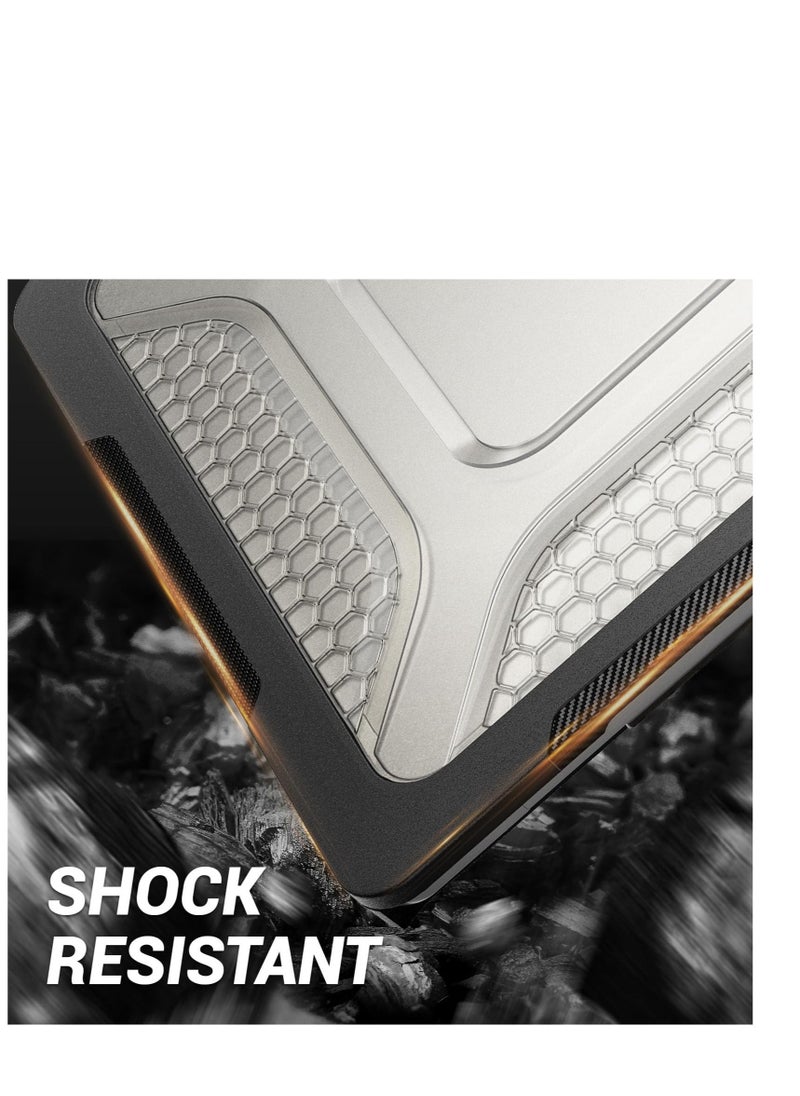 ماركة غير محددة - For 2023 MacBook Air 15 inch Case, Heavy Duty Shockproof Protective Hard Shell with Folding Stand, Suitable for 15”A2941 M2 Chip (Black) - Image 1