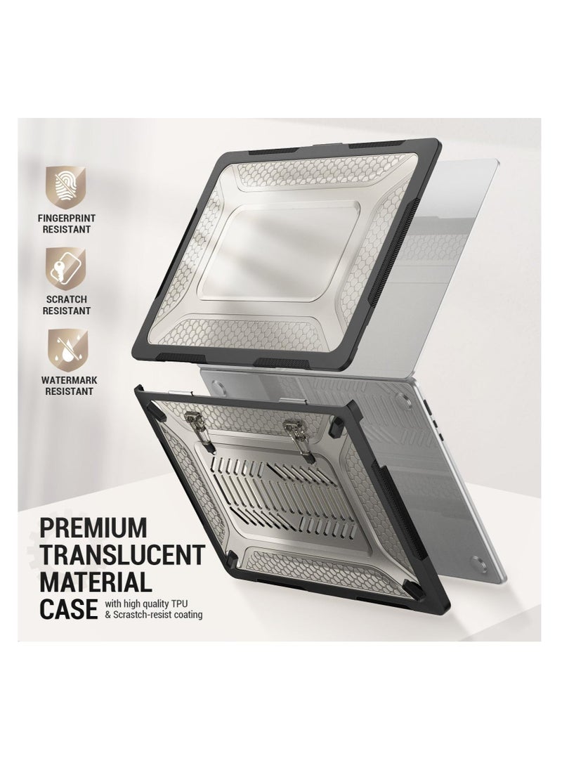 ماركة غير محددة - For 2023 MacBook Air 15 inch Case, Heavy Duty Shockproof Protective Hard Shell with Folding Stand, Suitable for 15”A2941 M2 Chip (Black) - Image 1