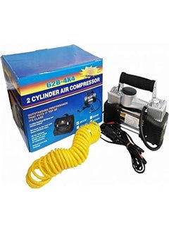 Heavy-Duty 2-Cylinder Air Compressor - 12V Portable Tire Inflator for Cars & SUVs