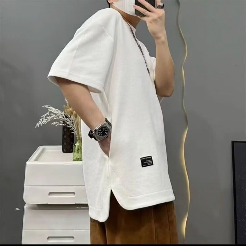 Short-sleeved T-shirt Men's Summer Round Neck Solid Color Slim-fit Base Shirt Sports Breathable Men's and Women's Same Style T-shirt - Image 1