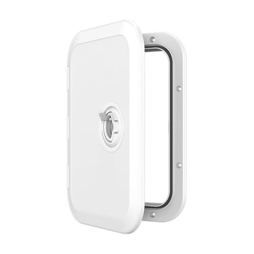 SEAFLO Locking Marine Boat Deck Rectangular Access Hatch 1453 x 1476 270mm x 375mm with Lock and Keys 180 Opening Lid NonSkid Corrosion and UV Resistant 4Year Warranty WhiteLock - Image 1