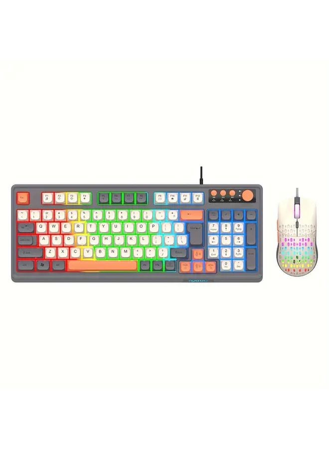 White Blue Orange Wired Gaming Keyboard And Mouse Kit USB Rainbow Backlight For PC Laptop PS4 PS5 Xbox - Image 5