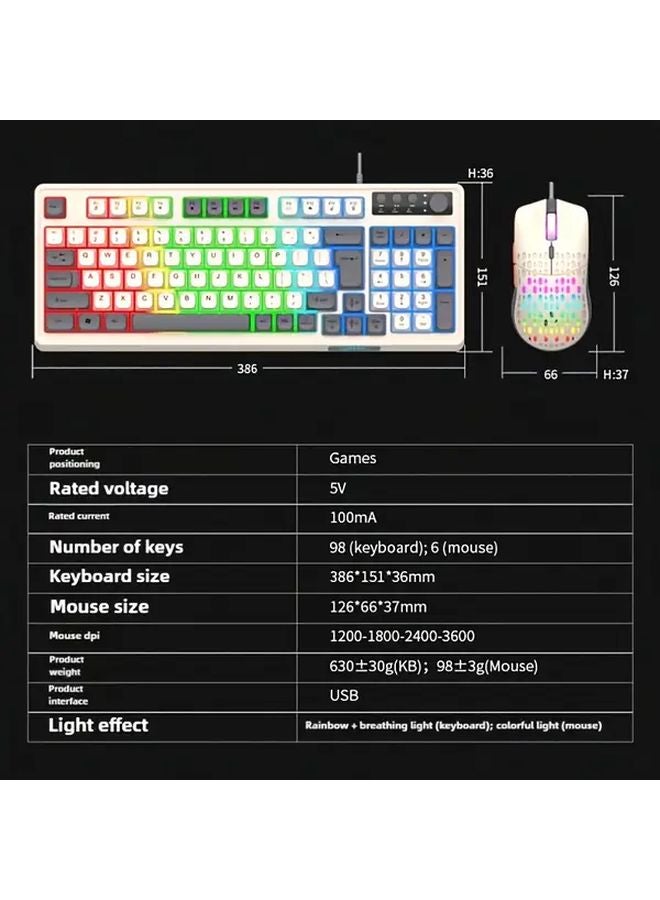 White Blue Orange Wired Gaming Keyboard And Mouse Kit USB Rainbow Backlight For PC Laptop PS4 PS5 Xbox - Image 4