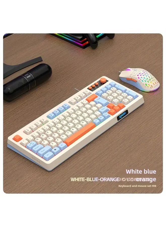 White Blue Orange Wired Gaming Keyboard And Mouse Kit USB Rainbow Backlight For PC Laptop PS4 PS5 Xbox - Image 2