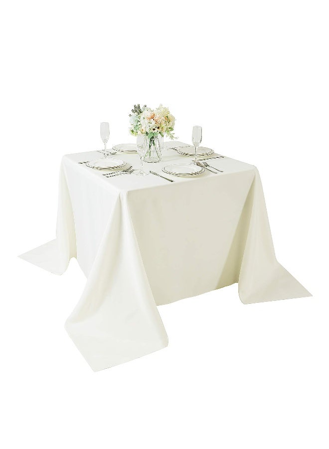 Cupuamon Square Tablecloth 90x90 inch Washable Polyester Fabric Table Cloth for Wedding Party Dining Banquet Decorationï¼ˆ90x90,Ivoryï¼‰ - Image 1