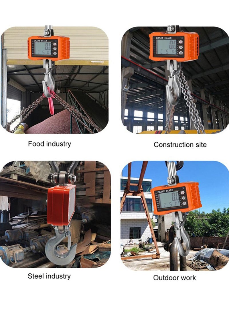 Digital Hanging Scale 1000kg/ 2000lbs Portable Heavy Duty Crane Scale LCD Backlight Industrial Hook Scales Unit Change/ Data Hold/ Tare/ Zero for Construction Site Travel Market Fishing Outdoor Work - Image 5