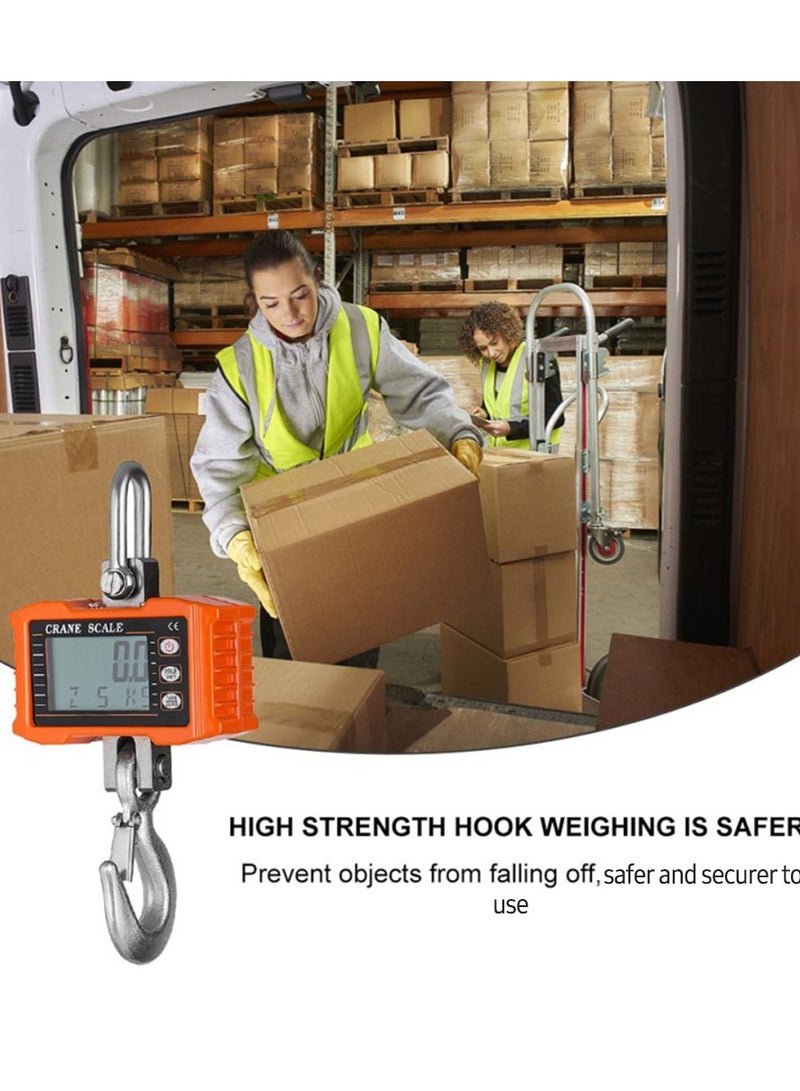 Digital Hanging Scale 1000kg/ 2000lbs Portable Heavy Duty Crane Scale LCD Backlight Industrial Hook Scales Unit Change/ Data Hold/ Tare/ Zero for Construction Site Travel Market Fishing Outdoor Work - Image 4