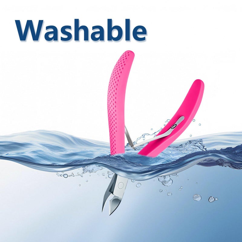Criyar Fine Edge Cuticle Trimmer & Nippers, Scissor, Nail Clippers Silicone Handle Carbon Steel Nail Tools for Precise Removal, Durable Washable Cuticle Cutter & Remover (Rose-Color 1PC) - Image 2
