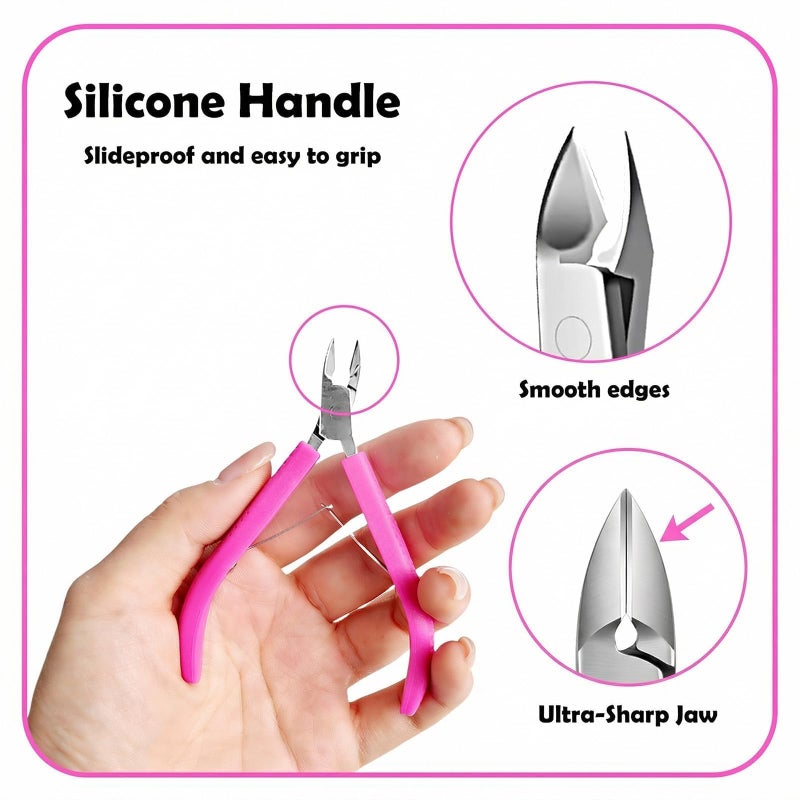 Criyar Fine Edge Cuticle Trimmer & Nippers, Scissor, Nail Clippers Silicone Handle Carbon Steel Nail Tools for Precise Removal, Durable Washable Cuticle Cutter & Remover (Rose-Color 1PC) - Image 4