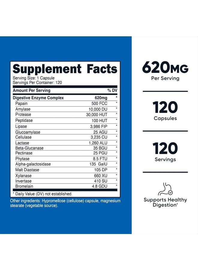 Nutricost Digestive Enzymes 620mg, 120 Capsules - Complete Digestive Enzyme Supplement - Image 2