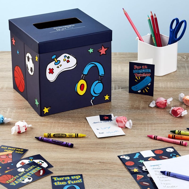 Hallmark Boys Valentine's Day Cards and Mailbox for Kids School Classroom Exchange, Games and Sports - Image 2