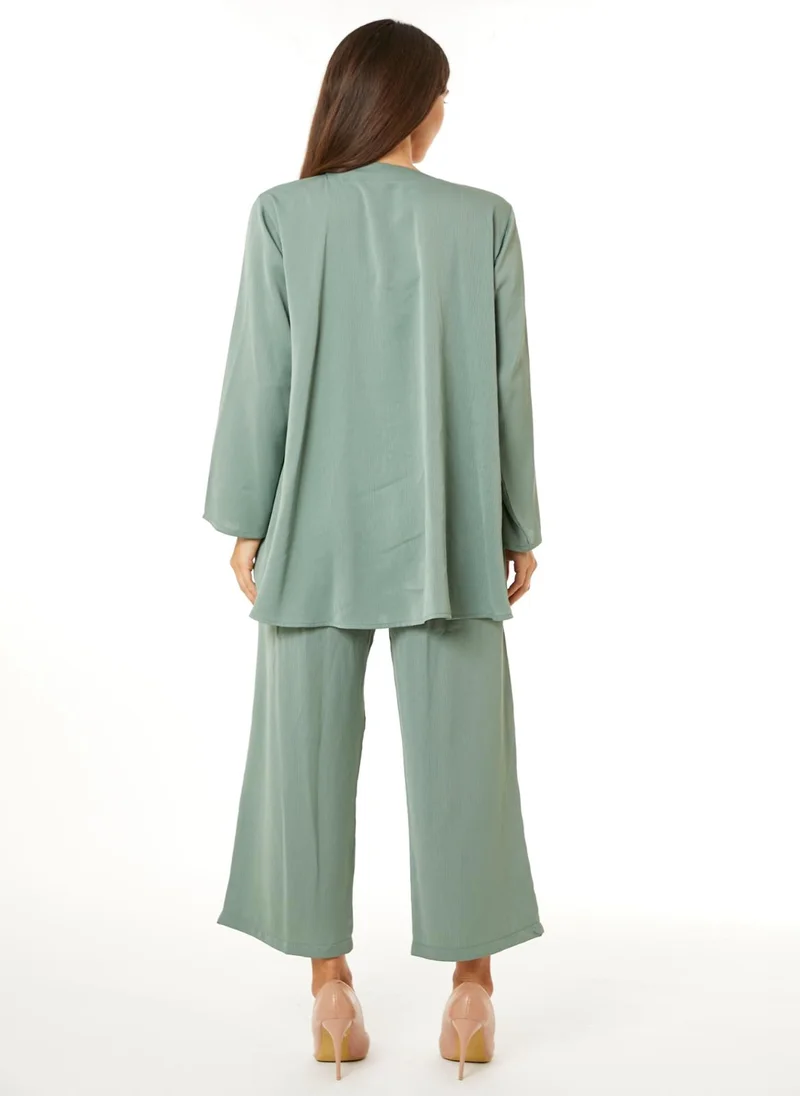 Moistreet Light Green Zoom Top and Pants Set