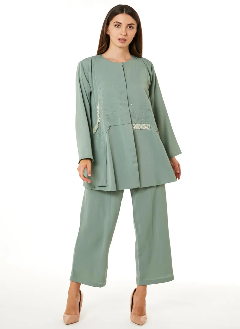 Moistreet Light Green Zoom Top and Pants Set
