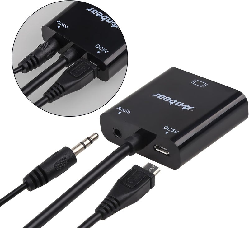 Anbear HDMI to VGA with Audio, Gold-Plated HDMI to VGA Adapter 2 Pack (Male to Female) Compatible for Computer, Desktop, Laptop, PC, Monitor, Projector, HDTV, Chromebook,Roku, Xbox and More - Image 3