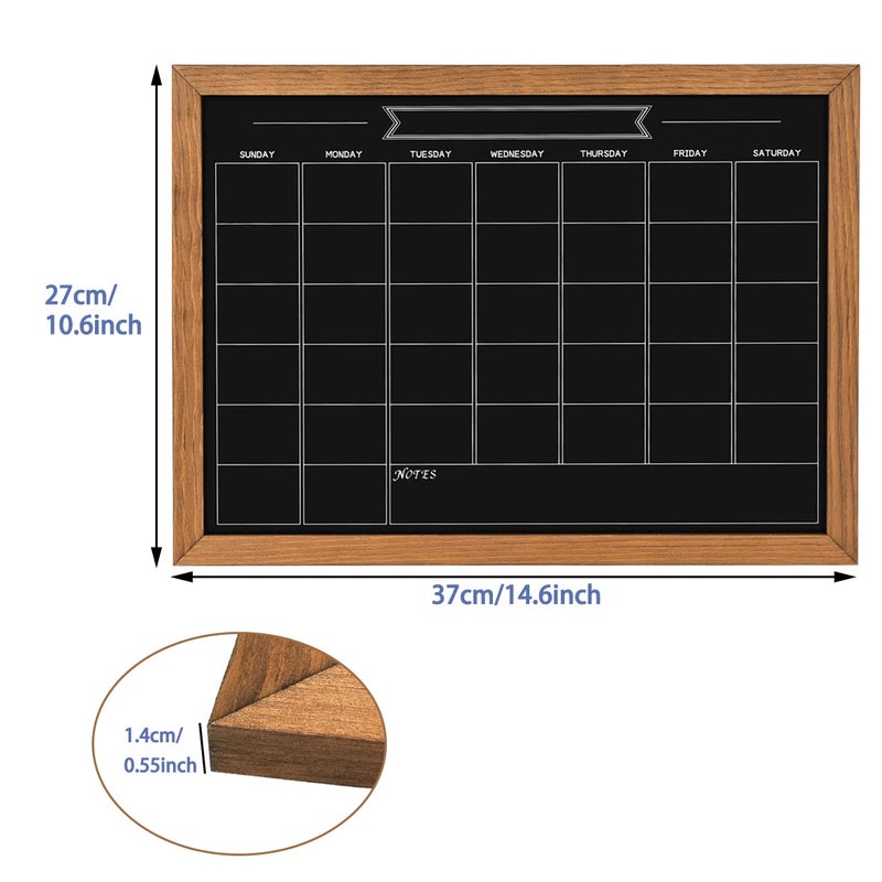 Umtiti Calendar Chalkboard, 10.6" * 14.6", Magnetic Surface Rustic Brown Solid Pine Wood Frame Chalk Board for Planning/School Timetable/Memo, Hanging Board for Office, School and Home(YLHB-QZ-2737) - Image 3