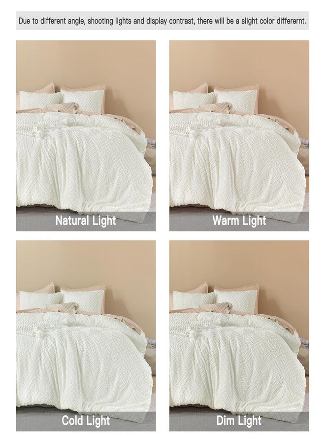 Litanika California King Comforter Set Ivory, 3 Pieces Tufted Boho Farmhouse Bedding Comforter Sets, Lightweight Fluffy Comforter Bed Set All Season (104x96In Comforter & 2 Pillowcases) - Image 5