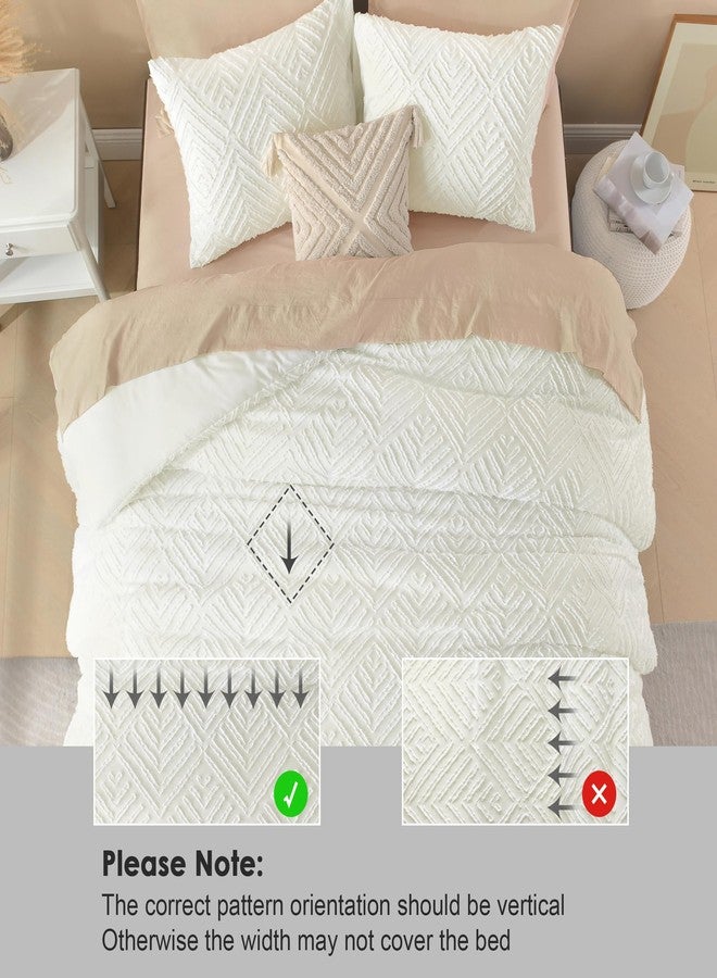 Litanika California King Comforter Set Ivory, 3 Pieces Tufted Boho Farmhouse Bedding Comforter Sets, Lightweight Fluffy Comforter Bed Set All Season (104x96In Comforter & 2 Pillowcases) - Image 4