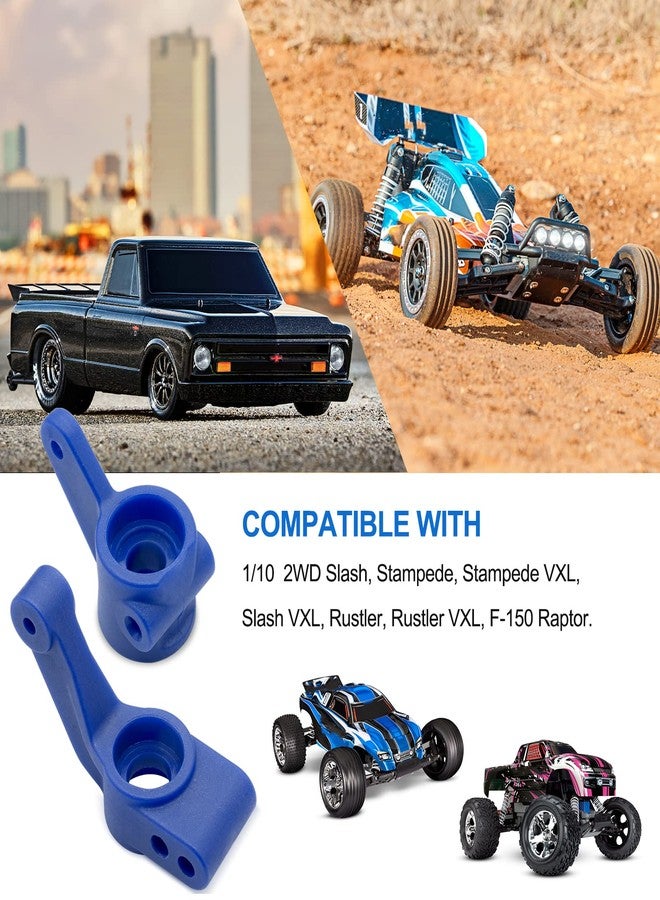 OGUNKE OGRC Plastic Front Caster Block & Steering Blocks and Rear Stub Axle Carriers for 1/10 Traxxas 2WD Slash, Stampede, Rustler, Replace 3632 3736 3752 (Blue) - Image 2