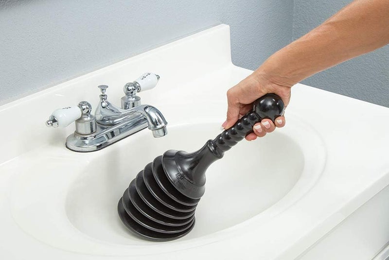 MPS4 Sink & Drain Plunger for Kitchen Sinks, Bathroom Sinks, Showers, and Bathtubs. Small and Strong Design with Large Bellows Commercial & Residential Use, Black