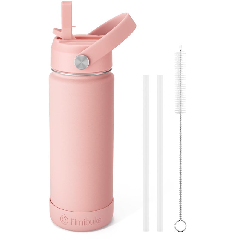 Fimibuke Kids Insulated Water Bottle 18oz BPA FREE 188 Stainless Steel Kids Cup with Straw Travel Tumbler Double Wall Vacuum Leak Proof Toddler Water Bottle for School Boys Girls1 Pack Blush
