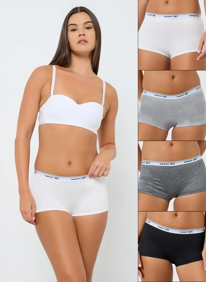 ستايلي طقم 4 سراويل داخلية بقصة بوي شورت قطنية
