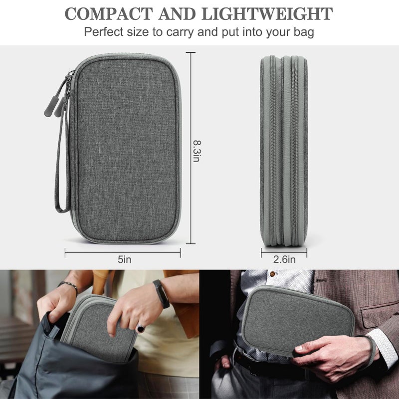 FYY Electronic Organizer, Travel Cable Organizer Bag Pouch Electronic Accessories Carry Case Portable Waterproof Double Layers Storage Bag for Cable, Cord, Charger, Phone, Medium Size, Dark Grey - Image 2