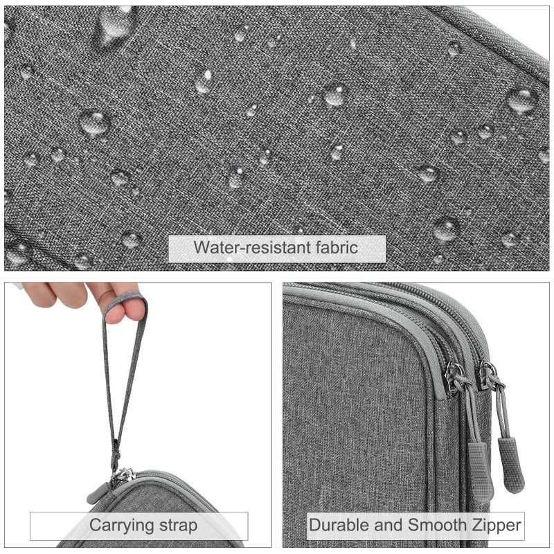 FYY Electronic Organizer, Travel Cable Organizer Bag Pouch Electronic Accessories Carry Case Portable Waterproof Double Layers Storage Bag for Cable, Cord, Charger, Phone, Medium Size, Dark Grey - Image 4