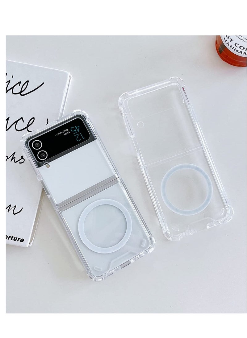 Samsung Galaxy Z Flip 4 Magsafe Clear Case, With Magnetic and Support Wireless Charger, Transparent Shockproof and Drop-Proof Hard PC Phone Cover for Galaxy Z Flip 4