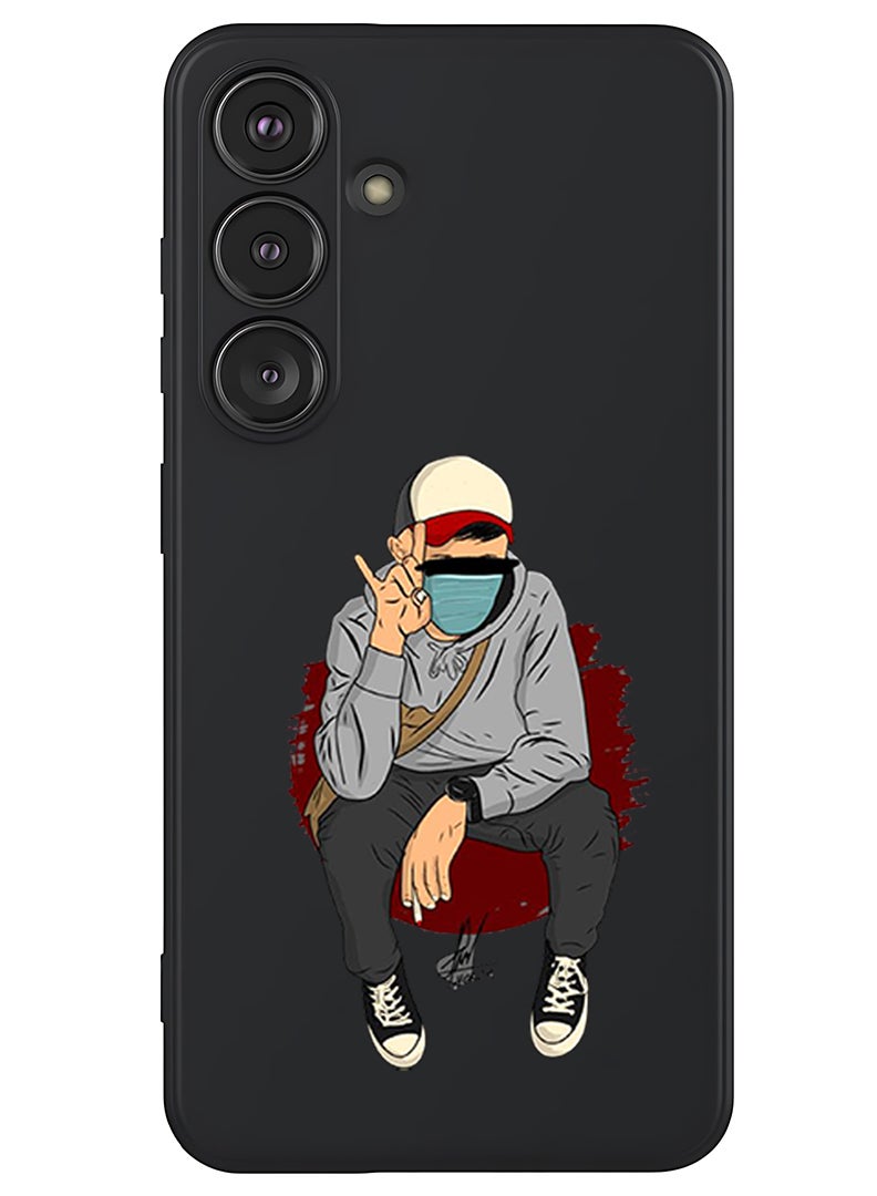 Theodor Protective Slim Fit Case Liquid Silicone Cover with Full Body Protection Anti-Scratch Shockproof Case For Samsung Galaxy S25 Plus (Black) - peace - Image 1