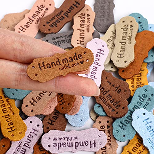 Sliverdew 50pcs Colorful Embossed Leather Labels & Tags, Microfiber, 10 Colors, 15x42mm, Holes for Jeans, Bags, Shoes, Hat - Image 3