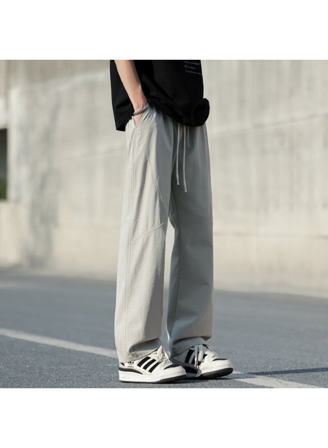 Poum Men's Summer Loose Fit Outdoor Pants Ice Silk Straight-leg Sports Breathable Quick-drying Pants 6632 Khaki 2XL - Image 2