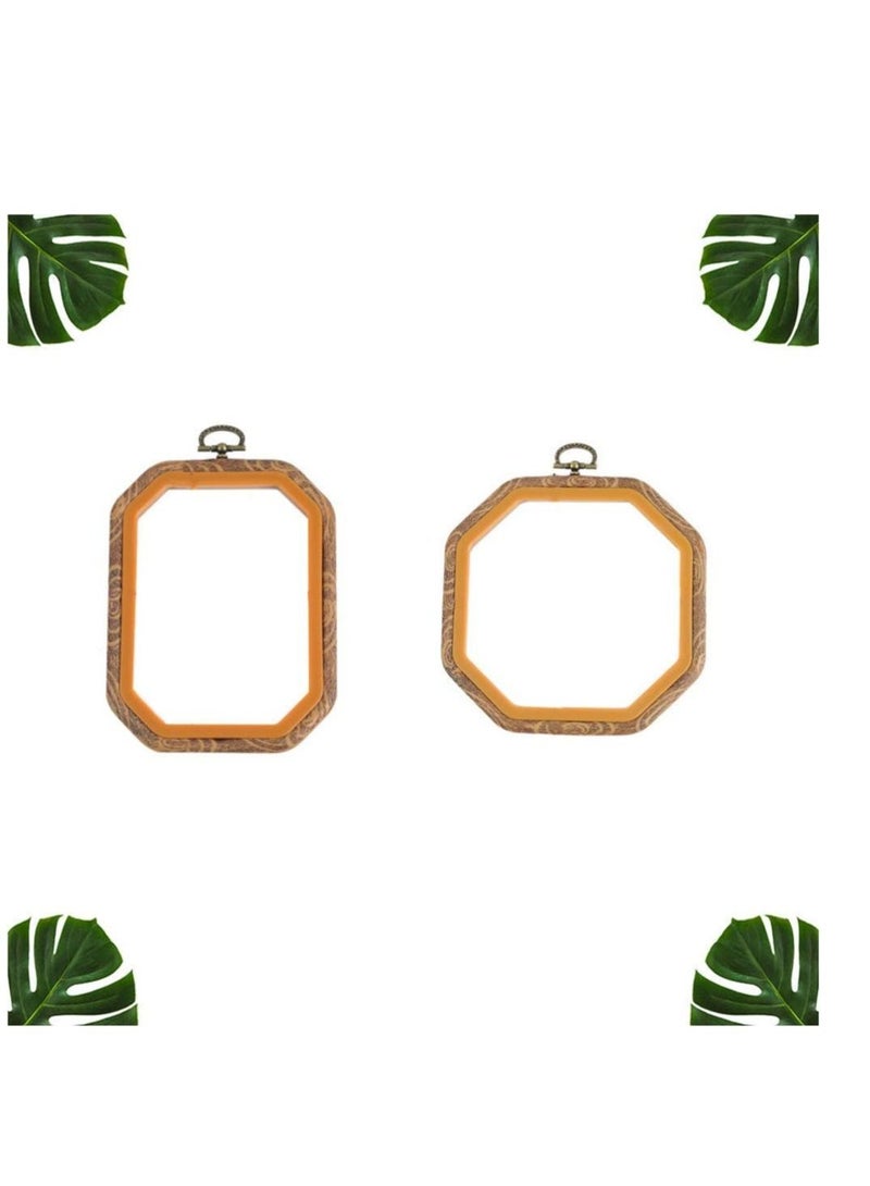 SYOSI 2pcs Embroidery Hoop Octagon Shape Cross Stitch Hoop Ring Imitated Wood Display Frame for Art Craft Handy Sewing and Hanging  - Image 3