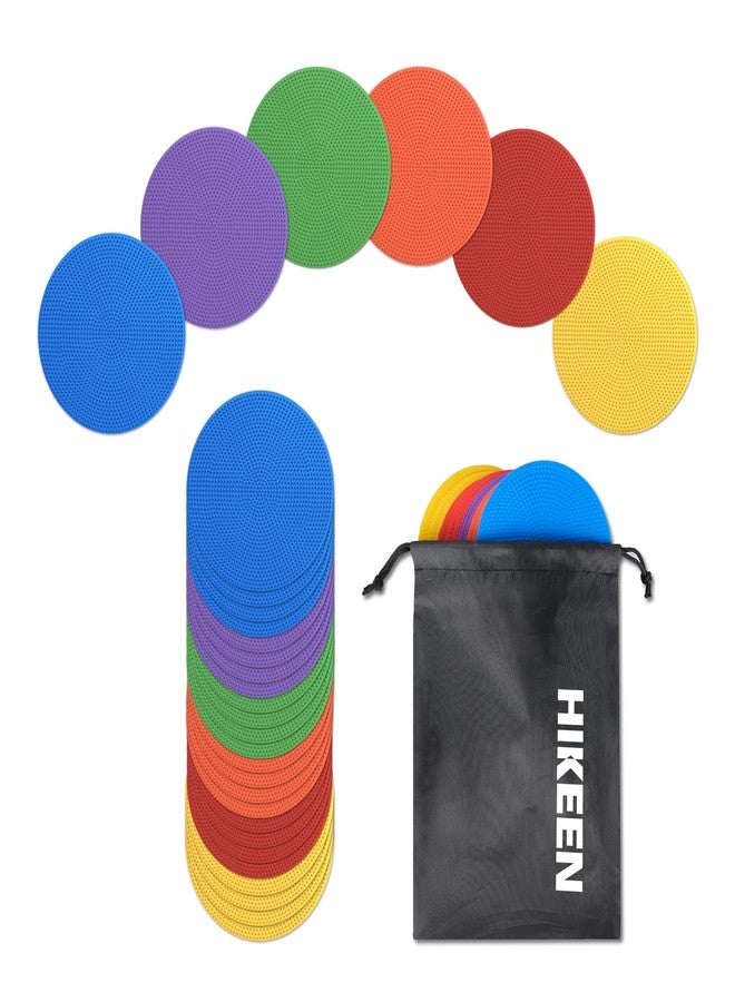 Hikeen 4 inch Poly Spot Markers Rubber Anti-slip Spot Marker Kit for Agility Dot 24 Pcs for Gym/PE Training, Dance, Round Multiple Color for Outdoor Indoor Games Court, Floor Dots and Sport Activities - Image 1