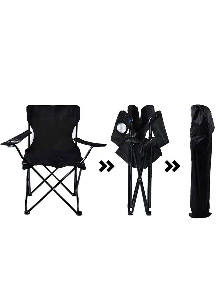 EXCLIFE Folding Camping Chair with Armrests and Cup Holder Fishing Chairs with Carrying Bag Lightweight Portable Beach Chair Perfect for Trips and Travel  50cmx50cmx80 cm Black  - Image 5