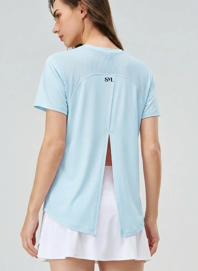 SVL Women's T-shirt with Half Slit Back - Light Blue - SVL