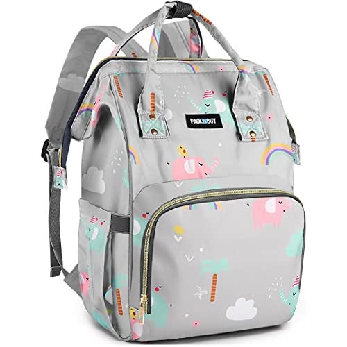 PACKNBUY Baby Diaper Bag Backpack for Mothers for Travel Maternity Hospital Bag for Delivery Women with Multiple Pockets Water Resistant Insulated Bottle Holders Large Capacity (Grey) - Image 1