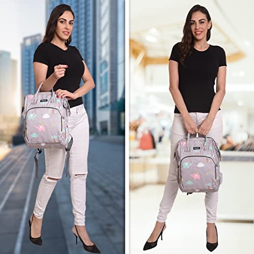 PACKNBUY Baby Diaper Bag Backpack for Mothers for Travel Maternity Hospital Bag for Delivery Women with Multiple Pockets Water Resistant Insulated Bottle Holders Large Capacity (Grey) - Image 5
