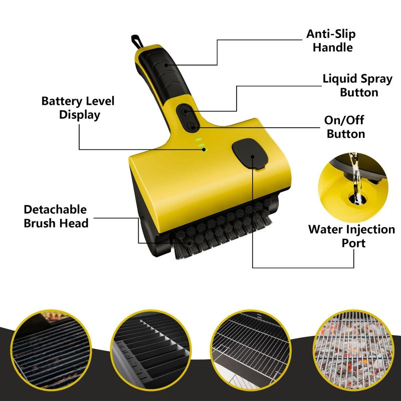 Cadyaw Griddle Grill Flat Top Cleaner: Cordless & Rechargeable Griddle Cleaning Robot Set for Blackstone Accessories with Steel Brush, PP Brush for Bathtub Kitchen Floor Waterproof Multi-Cleaning Tools - Image 4