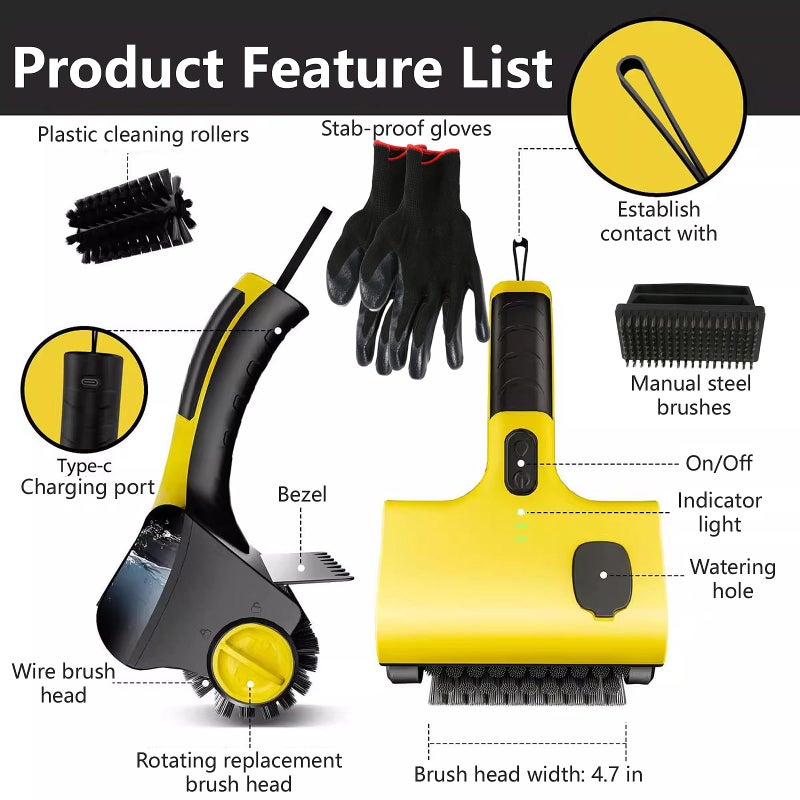 Cadyaw Griddle Grill Flat Top Cleaner: Cordless & Rechargeable Griddle Cleaning Robot Set for Blackstone Accessories with Steel Brush, PP Brush for Bathtub Kitchen Floor Waterproof Multi-Cleaning Tools - Image 2